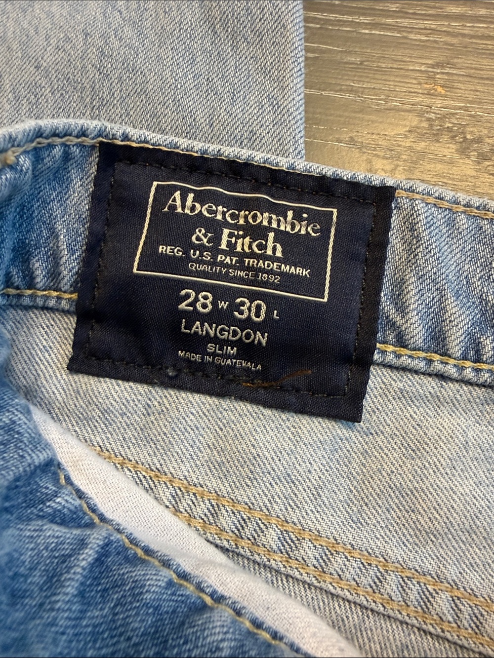 Abercrombie & Fitch Langdon Slim Light Blue Destroyed Jeans 28 x 30 - Picture 9 of 11